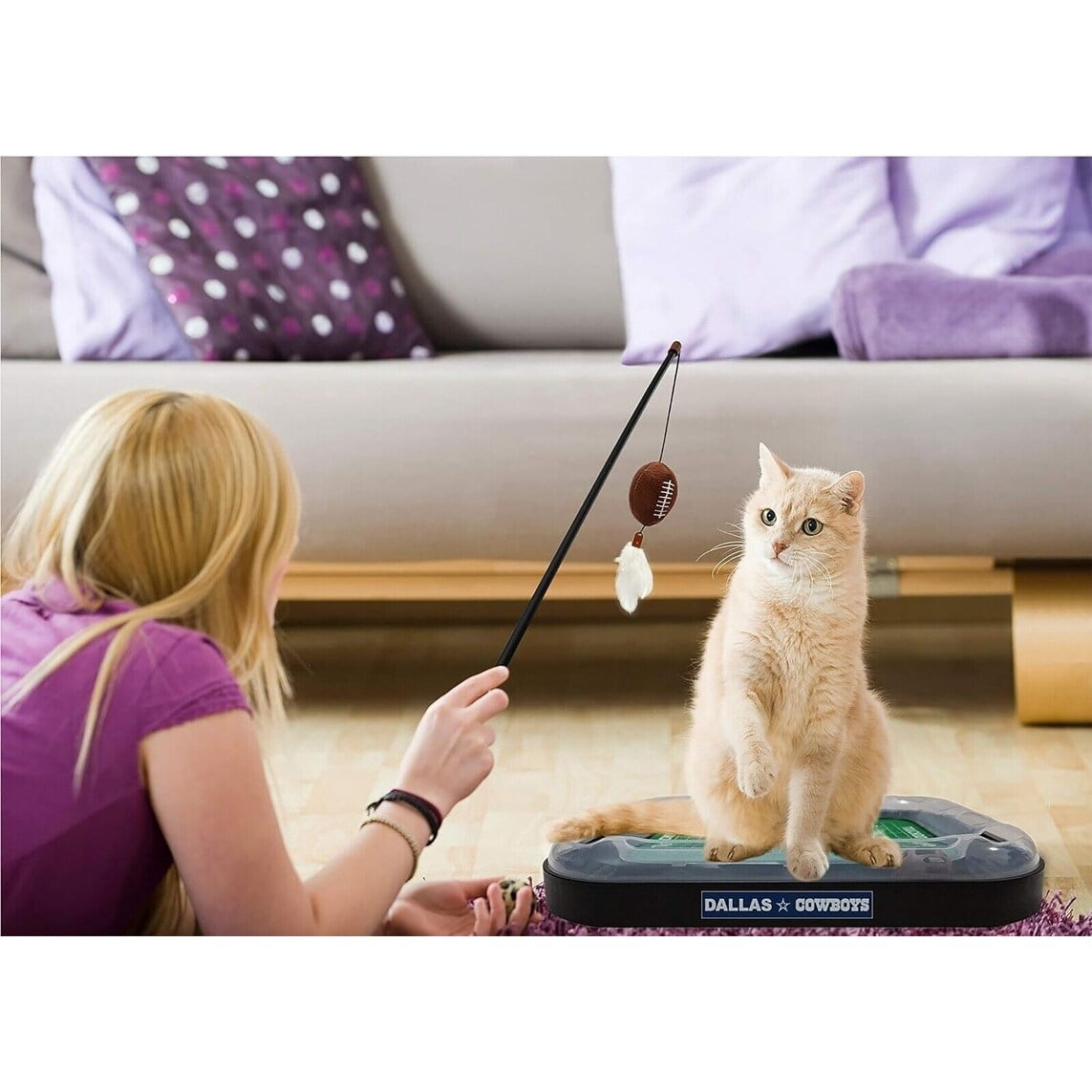 Pets First NFL Cat Scratcher Toy with Catnip & Feathers, Dallas Cowboys