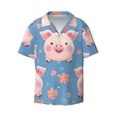 thumbnail image 3 of Balery Cute Pig Flowers Men's Casual Button Down Shirt Short Sleeve Textured Summer Cuban Beach Shirts-XX-Large, 3 of 7