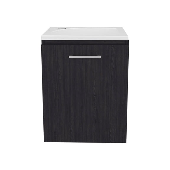 We Have Furniture Summit Vanity Sink, Modern Black Bathroom Cabinet with Storage Space