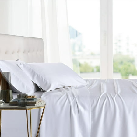 - Luxury Bamboo Sheets Super Soft & Cool 100% Bamboo Viscose Bed Sheet Sets With Deep Pockets - Queen Size- White