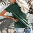 thumbnail image 3 of Camiseta holgada informal de verano con cuello en V redondo y manga corta de color puro para mujer para uso diario, 3 of 5