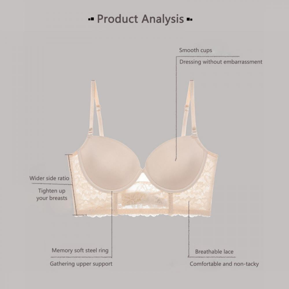 36d, White) Backless bra invisible bralette lace wedding bras low back  underwear push up brassiere women seamless lingerie sexy corset on OnBuy
