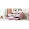 thumbnail image 3 of Twin Size Daybed With Trundle, Elegant Pink Velvet, Charging, Comfortable Lounge Velvet Pink, High Weight Capacity, 3 of 7