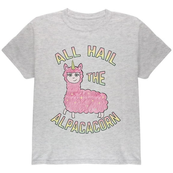 All Hail the Alpacacorn Youth T Shirt Light Heather Grey YXL
