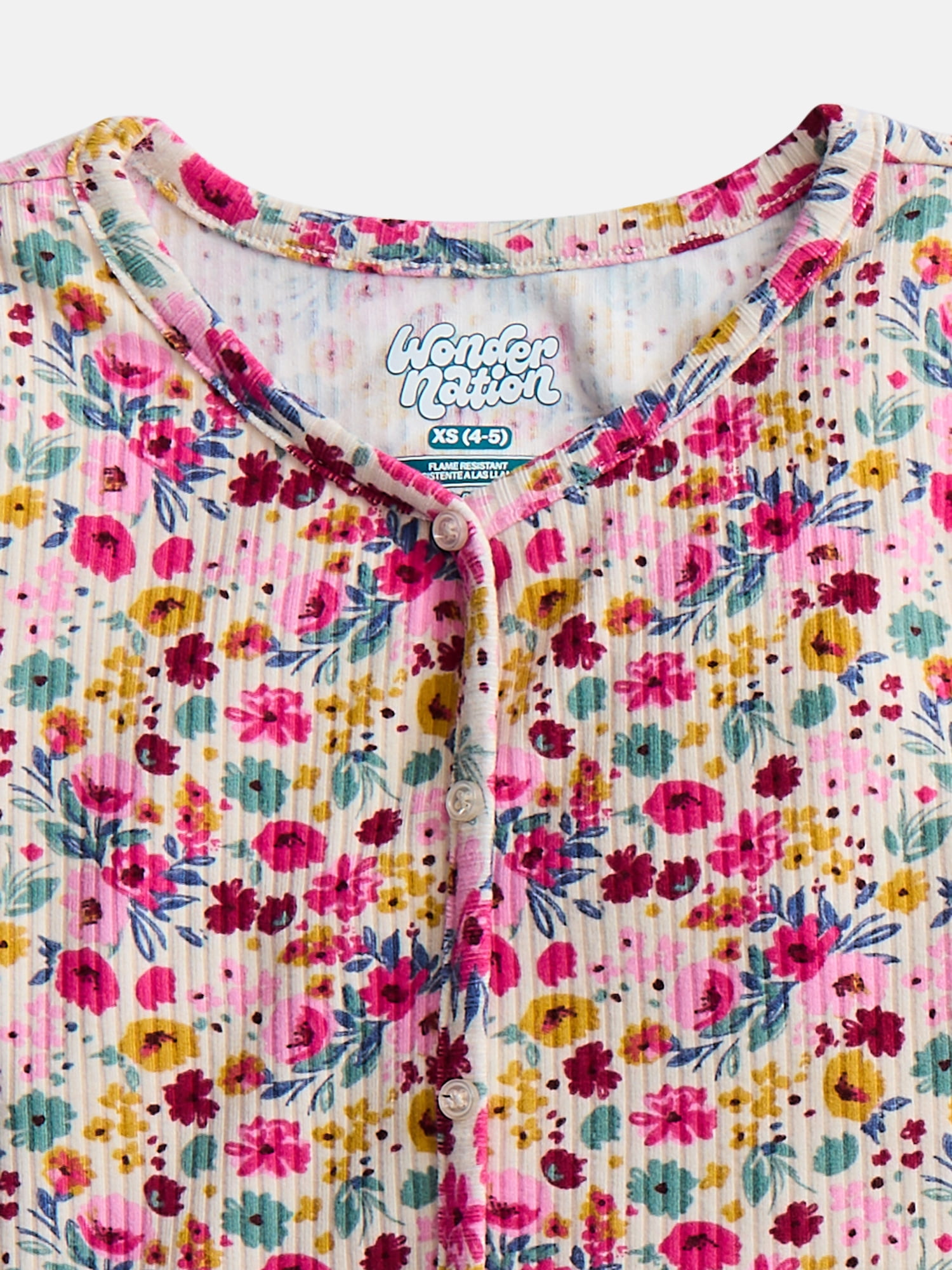 Wonder Nation Girls Ribbed Top and Pants Pajama Set with Scrunchie, 2 Piece, Sizes 4-18