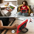 thumbnail image 5 of Hard Tablet Case for iPad Pro 11" (2022/2021/2020/2018), Heavy-duty Rugged Case with Kickstand /Pencil Holder, Portable Shockproof Sturdy Cover with Shoulder Strap /Handle, Black Red, 5 of 8