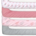 thumbnail image 3 of The Peanutshell Ensemble de Draps-Housse pour Lit de Bébé Fille, Éléphant Rose, Ensemble de 4, 3 of 5