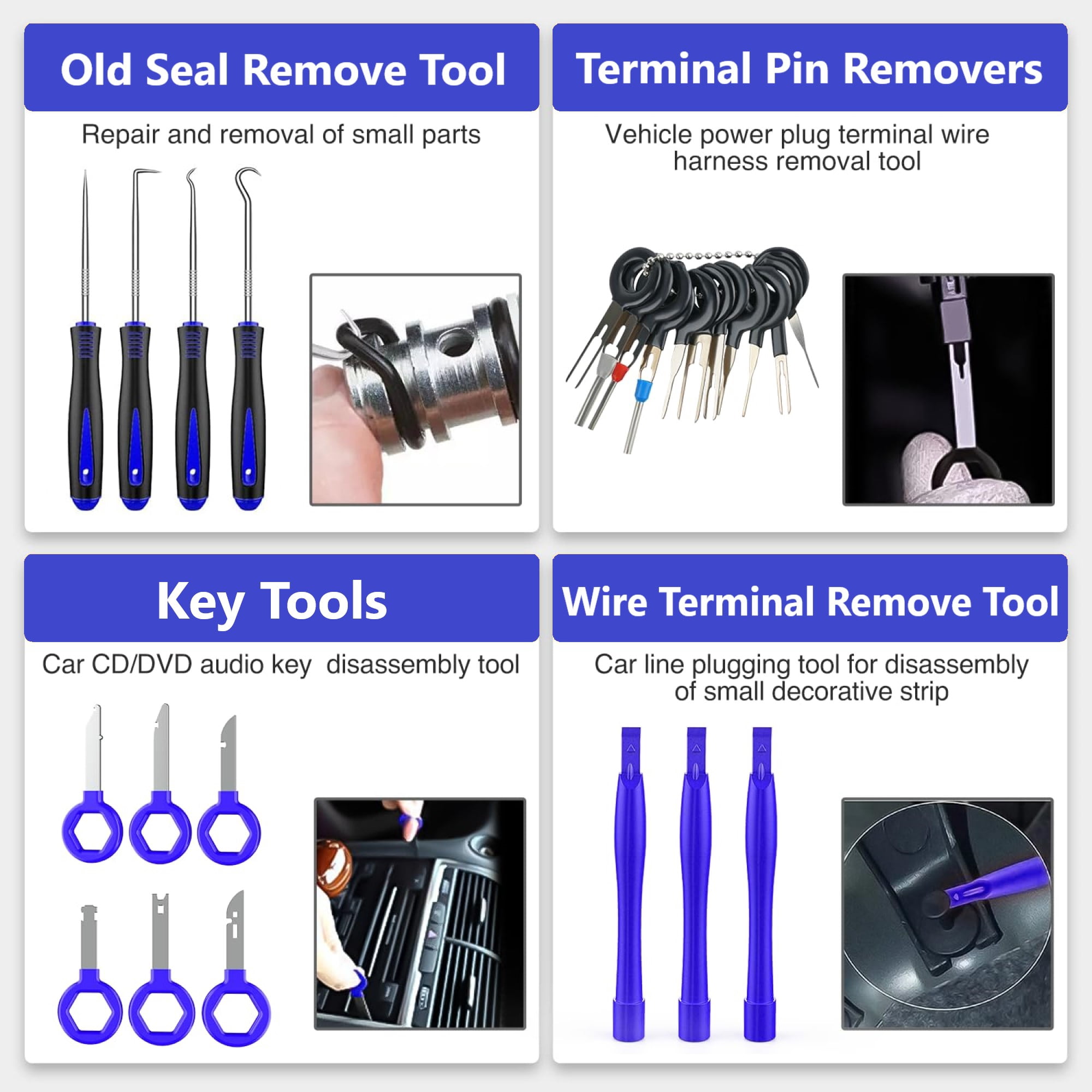 Pecham 330Pcs Trim Removal Tool, Auto Removal Set for Car Panel Dashboard Radio Puller Tool Plastic Pry Tools Clip Pliers/Fastener Pry Tool with Storage Bag - Blue