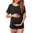 thumbnail image 6 of Maternity Shirts for Women Breastfeeding Crew Neck Short Sleeve Top Pleated Casual Loose Tee Pregnancy Clothes, 6 of 9