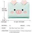 thumbnail image 4 of Cartera para mujer y niña, diseño de cerdo bonito, billetera triple, monedero de cuero PU, billetera pequeña delgada, tarjetero triple de dibujos animados Sincero Hogar, 4 of 6
