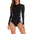 thumbnail image 1 of ASFGIMUJ Women's Long Sleeve Rash Guard Swimsuit Printed Zipper Surfing Swimsuit Bathing Suit, 1 of 6