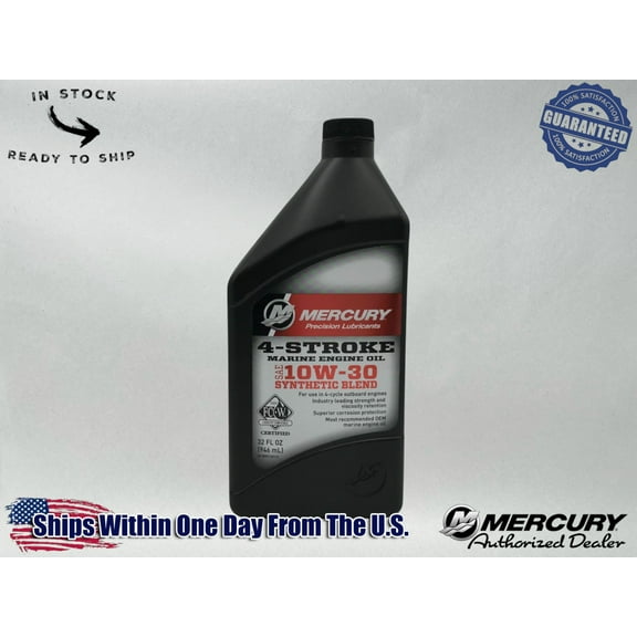 Mercury OEM Semi Synthetic 10W30 Marine Oil Quart 92-8M0142141