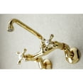 thumbnail image 4 of Kingston Brass KS213PB Kingston Two Handle Wall Mount Kitchen Faucet, Polished Brass, 4 of 5