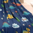 thumbnail image 3 of Dark Blue Dinosaurs ROAR Pattern Blanket,Comfortable Soft Flannel Throw Blanket,All Season,Warm Lightweight Blankets for Sofa Bed Couch Living Room Chair,30"x40", 3 of 4