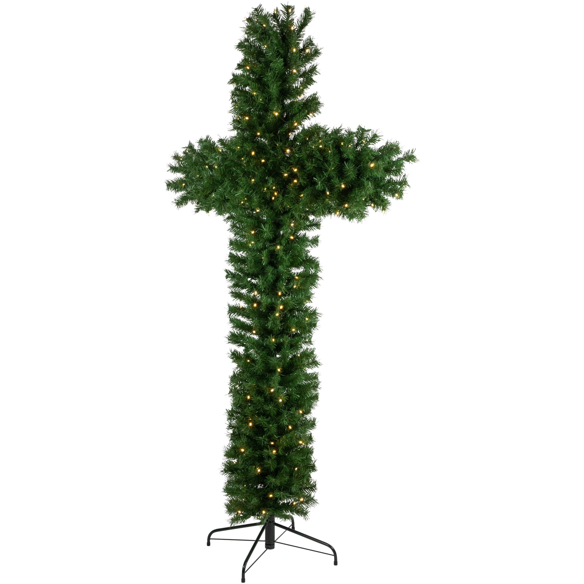 Northlight 7' Pre-Lit Artificial Pine Christmas Cross - Warm White LED Lights