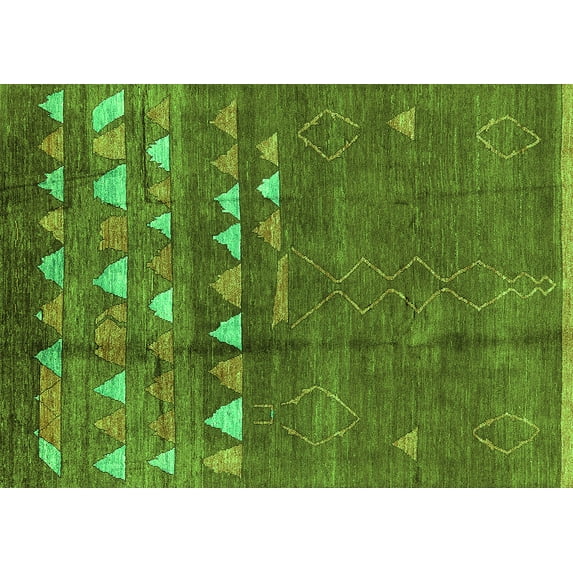 Ahgly Company Indoor Rectangle Solid Green Modern Area Rugs, 6' x 9'