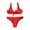 Red, variant on Women Swimsuit Solid Color Print Split Bathing Suits High Waist Pants Suspender Backless Bikini 2025 Swim Suit Red