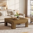 thumbnail image 3 of Finmind Square Coffee Table for Living Room, 39.4'' Farmhouse Large Center Table, Easy Assembly, Rustic Brown, 3 of 9