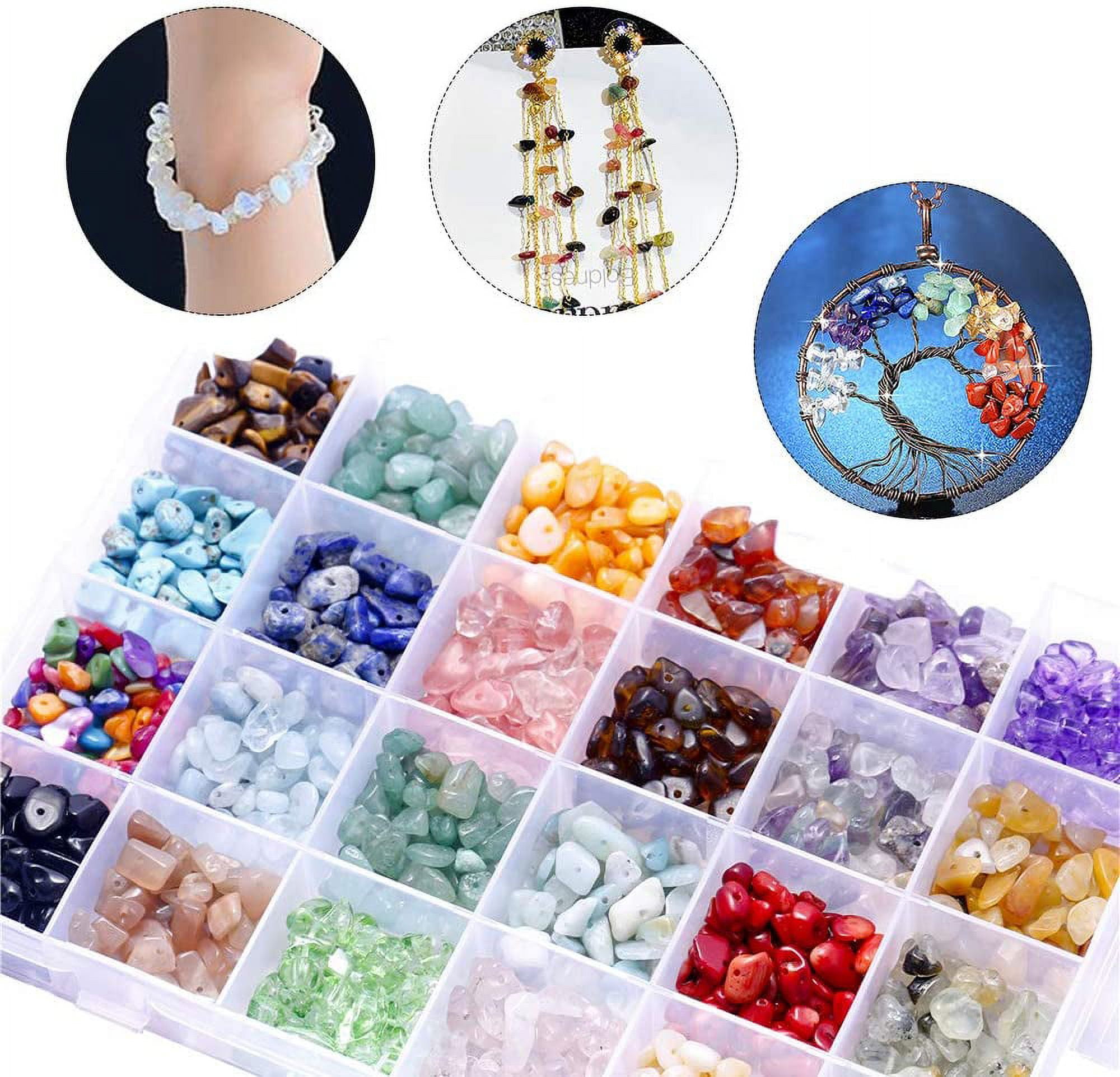 Efivs Arts 1500PCS Stone Beads, Crystal Beads Ring Making Kit Gemstone  Beads Set 24 Styles Crystal Pieces for Jewelry Making Crushed Chunked for  DIY Crafts for Mothers' Day Gift