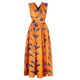 thumbnail image 4 of Vestido africano sexy para mujer Vestido largo maxi Vestido con cuello en V Vestido multidireccional Vestido plisado Estampado floral - Naranja Adepaton BST3005874-4, 4 of 6