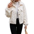 thumbnail image 4 of Winter Fleece Heating Jacket for Women Button Down Stand Collar with Pockets Coats White S, 4 of 9