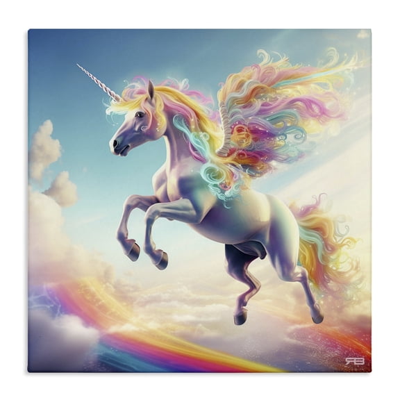 Stupell Industries Contemporary Unicorn with Rainbow Mane Canvas Art, 17 x 17, by RB