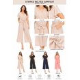 thumbnail image 4 of Women's Striped Belted Wide Leg Jumpsuit with V-Neck and Short Flutter Sleeves Khaki S, 4 of 4