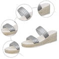 thumbnail image 6 of Rokment Metallic Silver Boho Espadrilles Platform Wedge Dress Sandals for Women Fashion Casual Braided Leather Open Toe Chunky High Heels Beach Summer Shoes A Size 6, 6 of 8