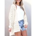 thumbnail image 3 of Women Crochet Cardigan Sweater Kimonos Boho Solid Color Oversized Fall Open Front Outwear  M, 3 of 5