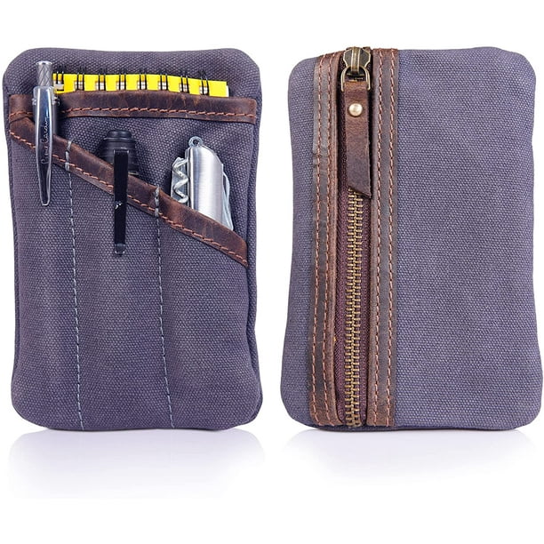 RAWHYD Waxed Canvas EDC Pocket Organizer, Compact EDC Pouch for Men