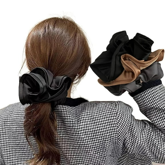 Oversized Stain Hair Scrunchies,Women Elastic Hair Bands Scrunchie Ponytail Holders Hair Ties 3 Packs