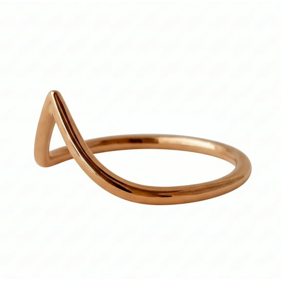 Minimalist V-Shaped Pure Copper Ring, Sleek Modern Design Band, Statement Band for Women