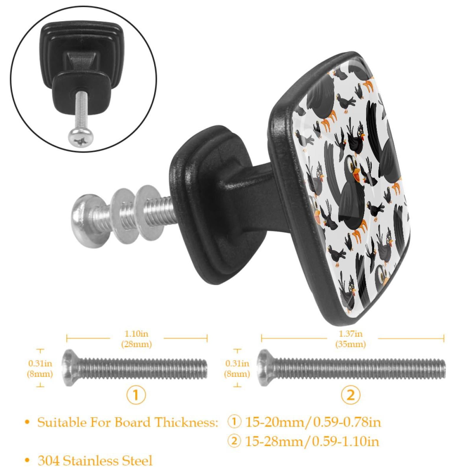 4 Pcs Cabinet Handle Drawer Pulls Black Birds Flying Knobs with Screws Square Furniture Office Cabinet Knob Decoration