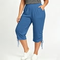 thumbnail image 2 of SwiftWear Women's Plus Size Capri Pants with Pockets Drawstring Hem Split Athletic Lounge Pants Soft Stretch Casual Summer Joggers, 2 of 8