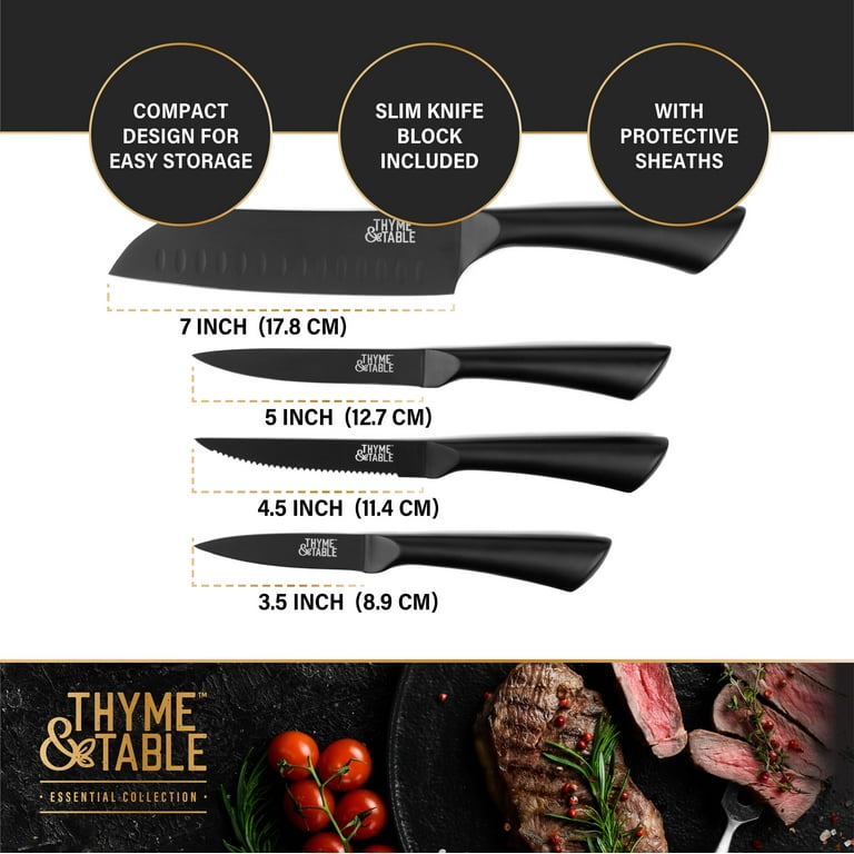 Thyme & Table * 3 Pc. Set * Knives With Sheaths*High Carbon Steel