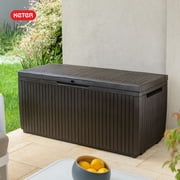Keter Springwood 80 Gallon Durable Resin Outdoor Deck Box Storage Organizationn, Brown