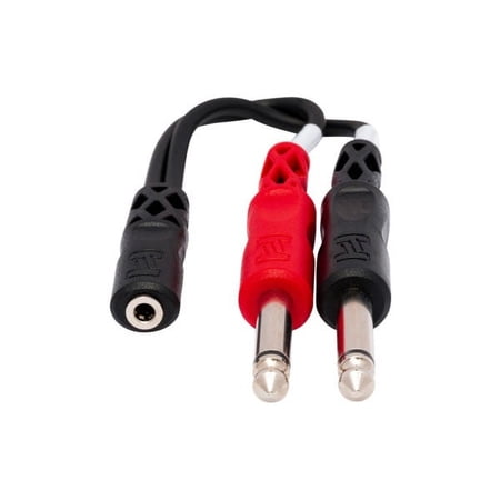 UPC: 0728736033405 | Hosa Stereo Breakout 3.5 mm TRSF To Dual 1/4  TS Y Cable