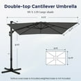 thumbnail image 2 of Alpha Joy 12x9ft Outdoor Patio Umbrella 360°Rotation Large Rectangle Offset Cantilever Double Umbrella with Crank Handle & 6 Tilt, Charcoal Gray, 2 of 7