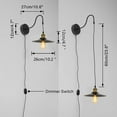 thumbnail image 4 of FSLiving Adjustable Height Gooseneck Wall Sconce with 9.8ft Plug-in Cord Vintage 10" Dia Black Metal Shade Dimmable Lighting Fixtures for Garage Farmhouse Warehourse,Bulb Sold Separately - 2 Lights, 4 of 6