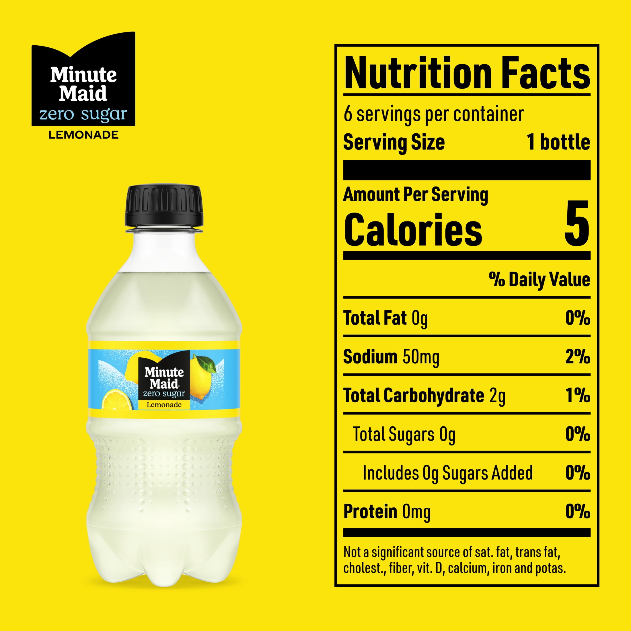 (2 pack) Minute Maid Zero Sugar Lemonade Bottles, 12 fl oz, 6 Pack