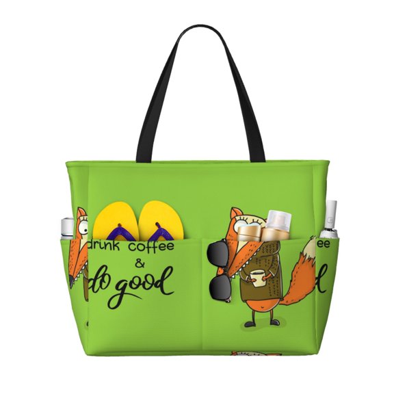 KdxioDrink Coffee And Do Good for Beach Bag for Women Large Beach Tote Bag Waterproof Sandproof Swim Bag with Zipper Pockets Beach Vacation Travel