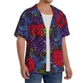 thumbnail image 2 of Balery Wild Berries Men's Casual Button Down Shirt Short Sleeve Textured Summer Cuban Beach Shirts-Medium, 2 of 7