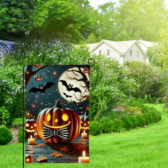 Durable Halloween Linen Garden Flag, Spooky Outdoor Yard Décor, Double-Sided, Perfect for Fall Home Decorations, 12x18