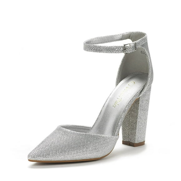 DREAM PAIRS Women's Coco Pointed Toe High Heels Pump Shoes,Size 5.5,Silver/Glitter,Coco