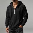 thumbnail image 2 of Atogsazn Mens 1/4 Zip Oversized Hoodies Casual Long Sleeve Hooded Sweatshirt Fall Winter Tops with Pocket Black XL Fashion, 2 of 5