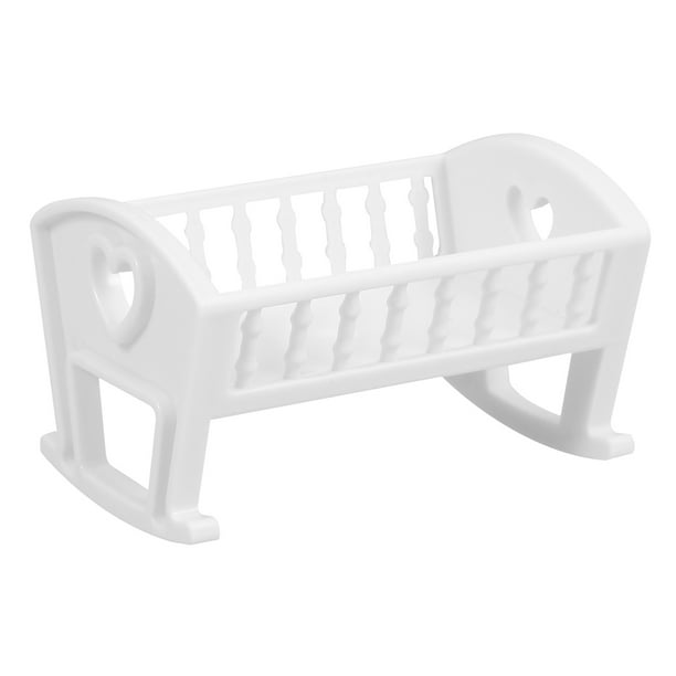 ColoMX Decoración de cuna para casa de muñecas, minidecoración, dormitorio en miniatura para casa de muñecas, cuna
