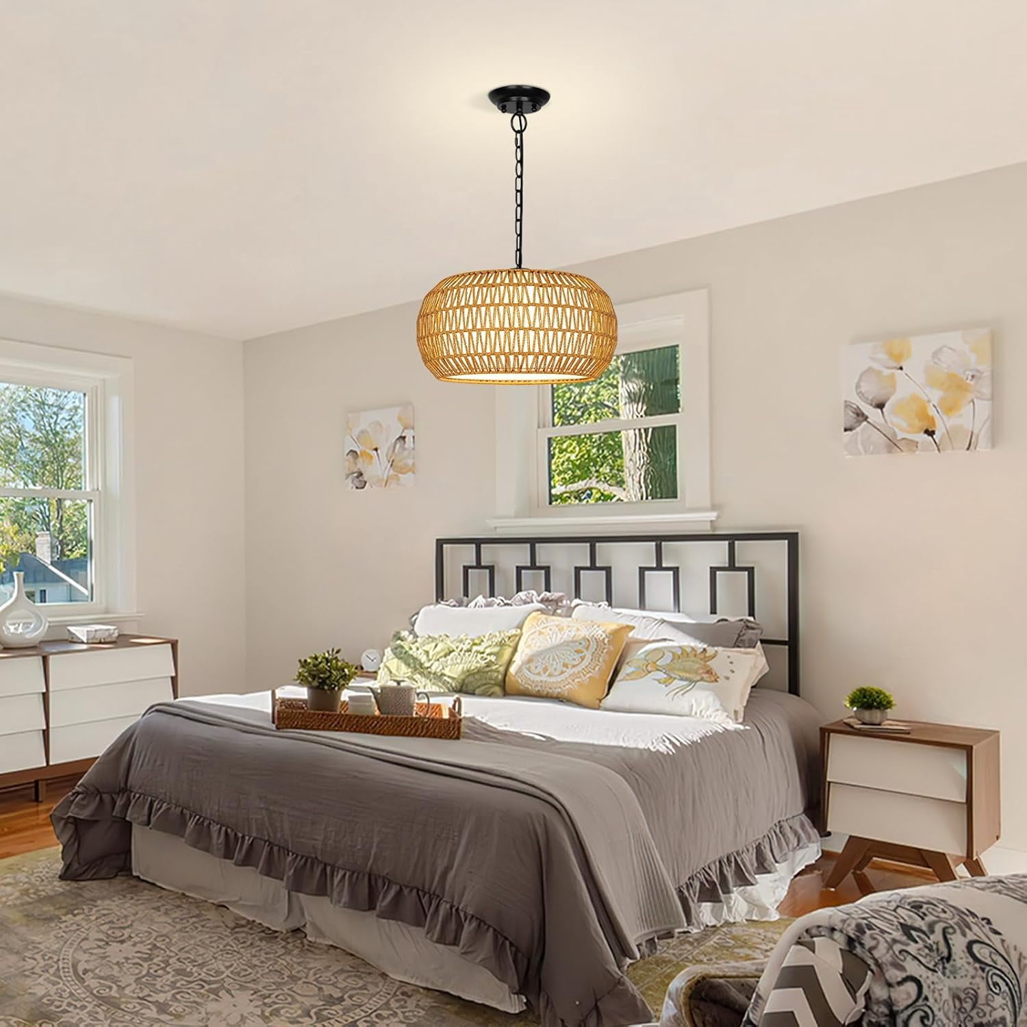 Nordic Hygge 19" Rattan Chandeliers