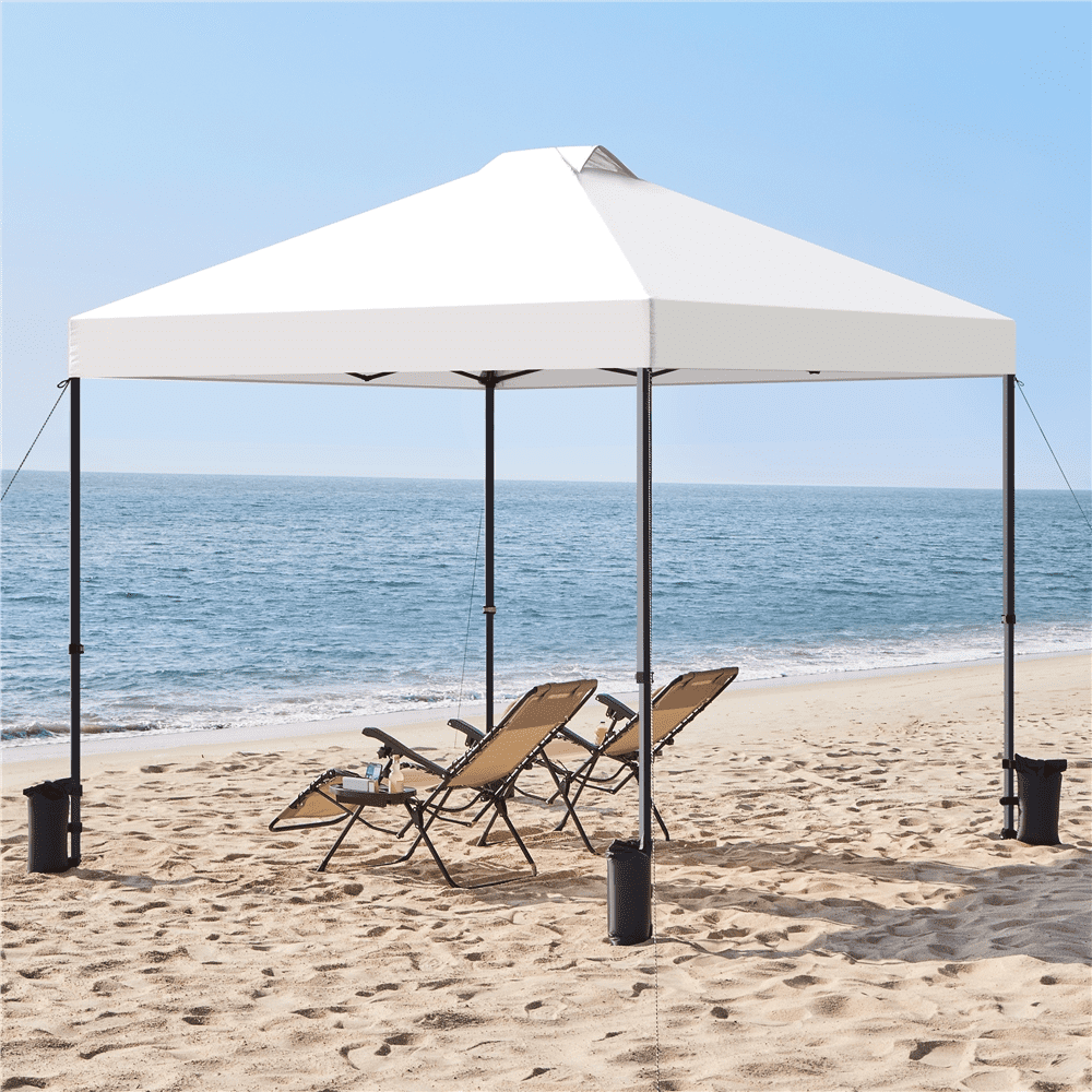 Renwick 10x10 Ft Instant Pop Up Canopy with One Push To Lock Setup Mechanism, White