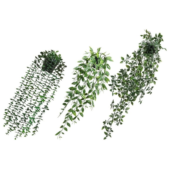 unbranded 3pcs Hanging Artificial Potted Plants Hanging Vine Plants Artificial Hanging Plants Vine Decor