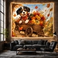 thumbnail image 6 of Happy Puppy in Pumpkin Wagon with Maple Leaves, Playful Rustic Style for Dog Lovers, Harvest Wall Art, Housewarming Gift, Tapestry Wall Hanging for Bedroom and Living Room, 6 of 7